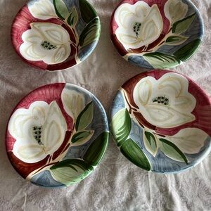 4 floral Bella Ceramica  salad plates